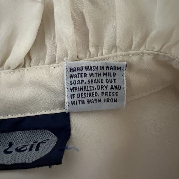 80's Vintage Cream Pleated Ruffle Tuxedo Side Button Ruffle Neck Blouse Top 16 - Picture 6 of 7